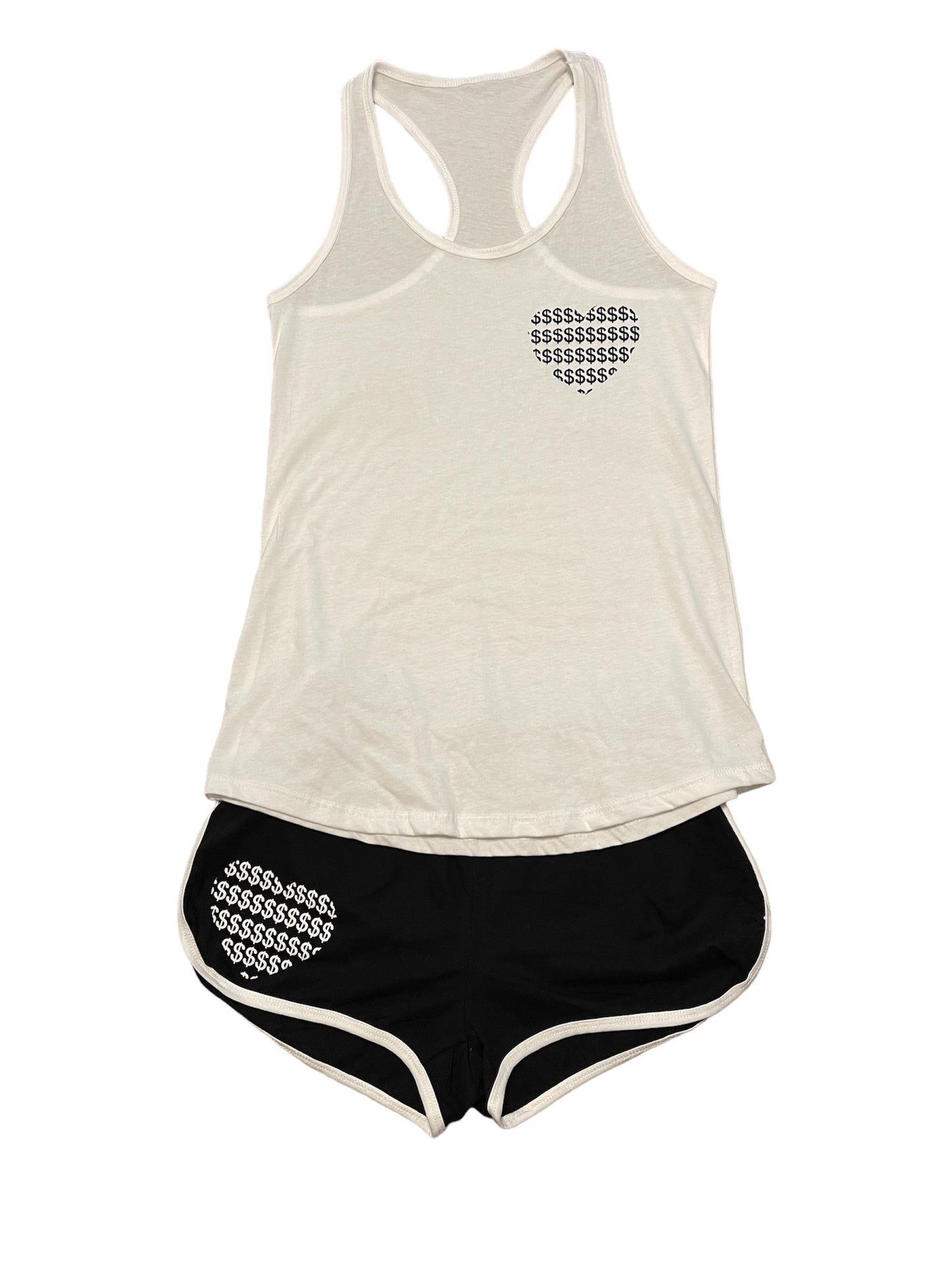 Women's Black on White Tank and Shorts